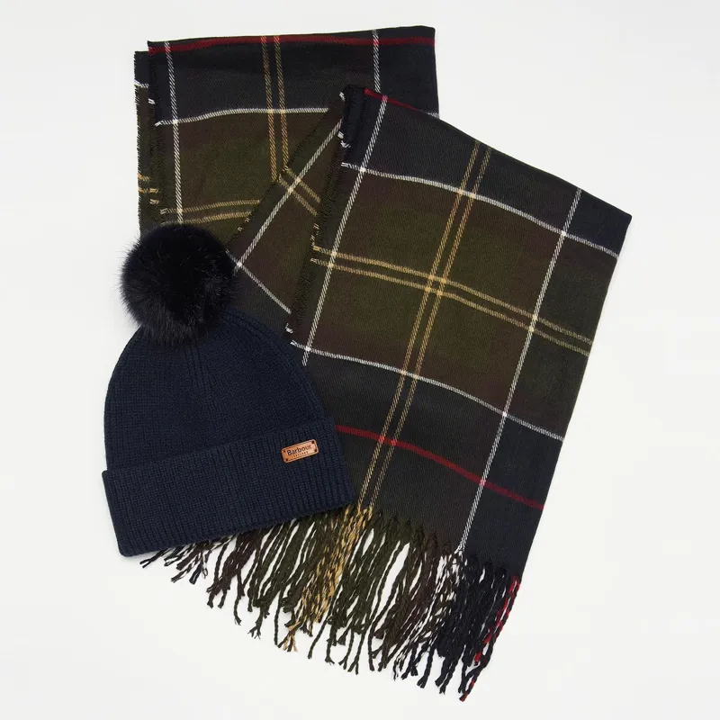 Barbour Dover Beanie Hailes Scarf Gift Set  Classic